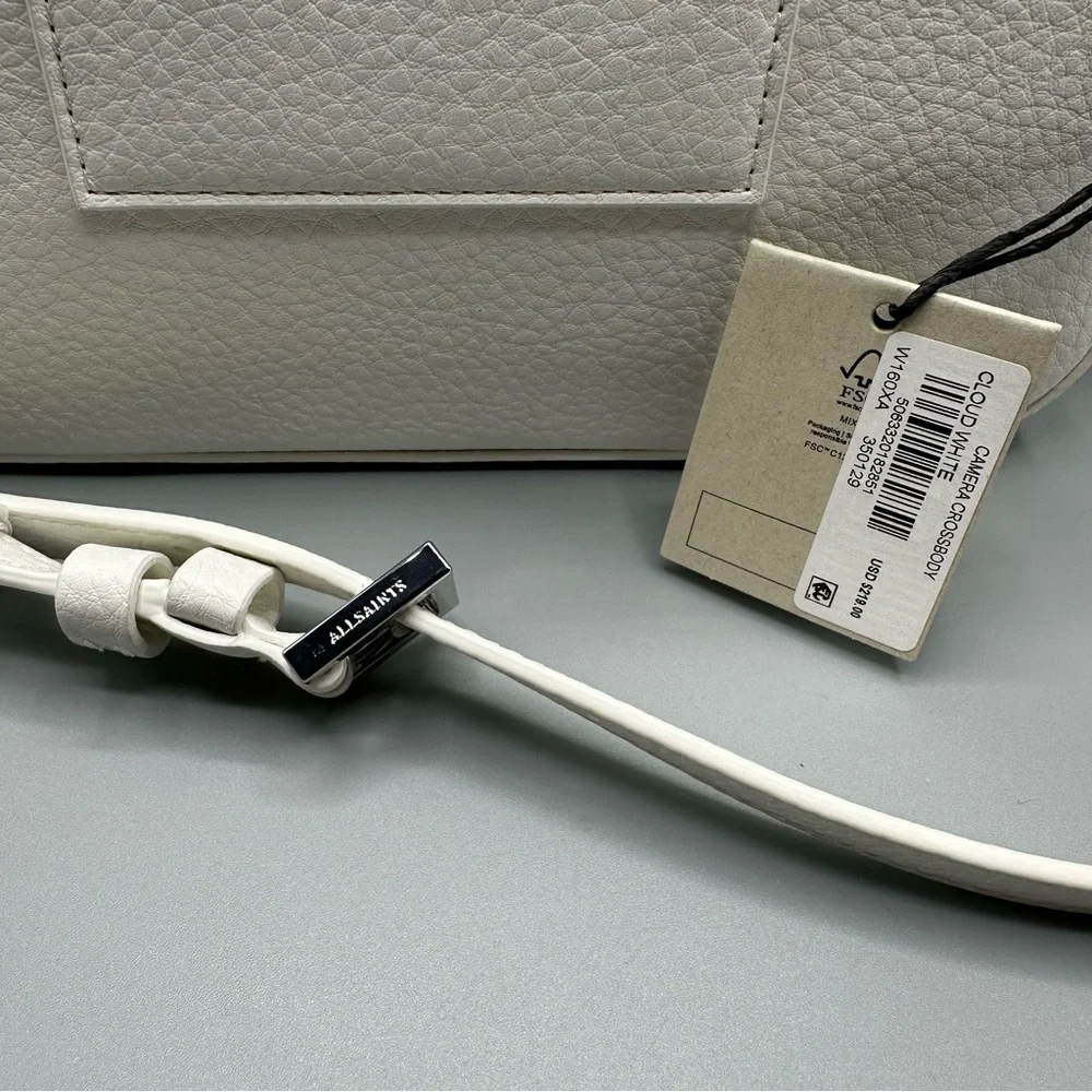 AllSaints Leather White Camera Crossbody Bag